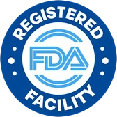 FDA-registered facility roundel printed on the Gelatide sales page