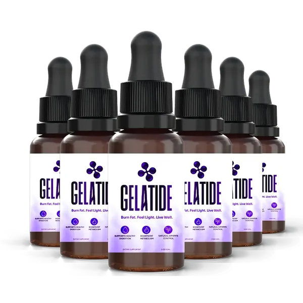 Gelatide 6-bottle order, dropper bottles with the front label showing