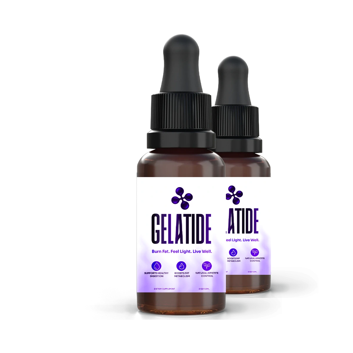 Gelatide 2-bottle order, dropper bottles with the front label showing