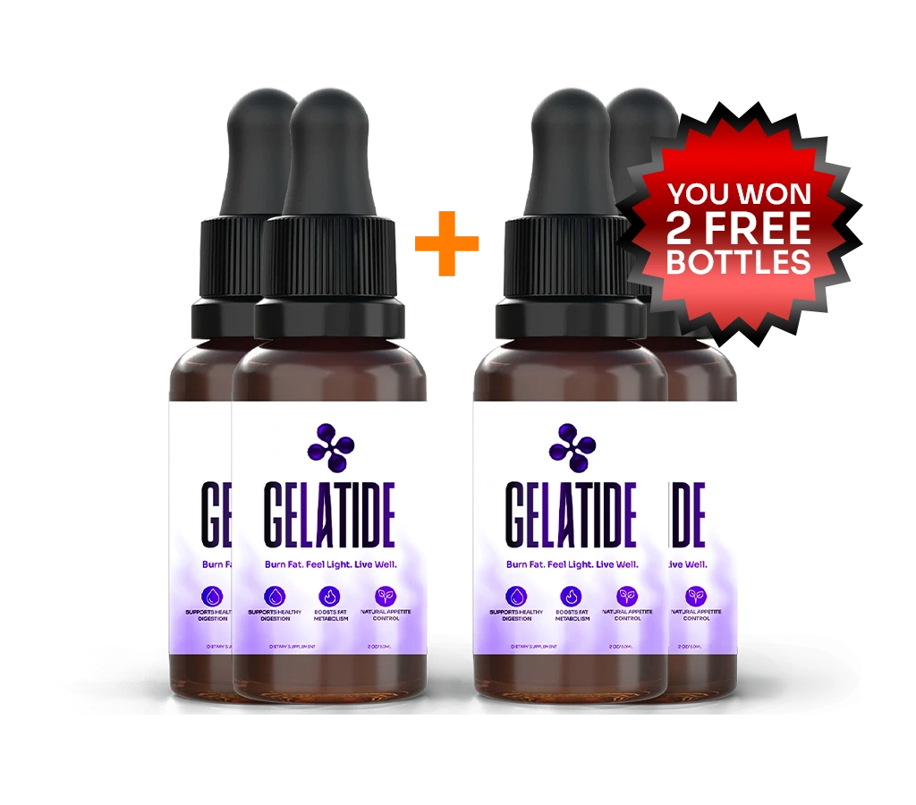 Seller promotional artwork showing a two plus two free Gelatide bottle offer